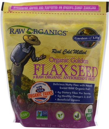 Organic Golden Flax Seed + Raw Organic Antioxidant Fruit, 12 oz (340 g) by Garden of Life-Kosttillskott, Linfrö