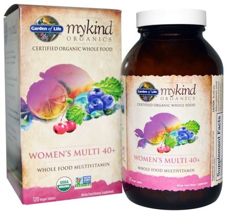 Organic Womens Multi 40+, Whole Food Multivitamin, 120 Vegan Tablets by Garden of Life-Vitaminer, Kvinnor Multivitaminer, Snälla Organiska Ämnen