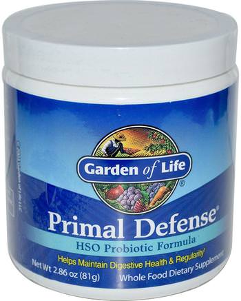 Primal Defense, Powder, HSO Probiotic Formula, 2.86 (81 g) by Garden of Life-Kosttillskott, Probiotika, Stabiliserade Probiotika