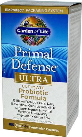 Primal Defense, Ultra, Ultimate Probiotic Formula, 180 UltraZorbe Vegetarian Capsules by Garden of Life-Kosttillskott, Probiotika, Stabiliserade Probiotika