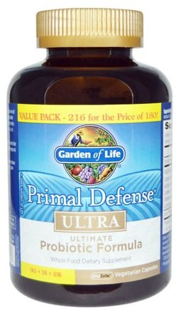 Primal Defense, Ultra, Ultimate Probiotic Formula, 216 UltraZorbe Vegetarian Capsules by Garden of Life-Kosttillskott, Probiotika, Stabiliserade Probiotika