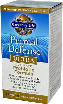 Primal Defense, Ultra, Ultimate Probiotic Formula, 90 UltraZorbe Vegetarian Capsules by Garden of Life-Kosttillskott, Probiotika, Stabiliserade Probiotika