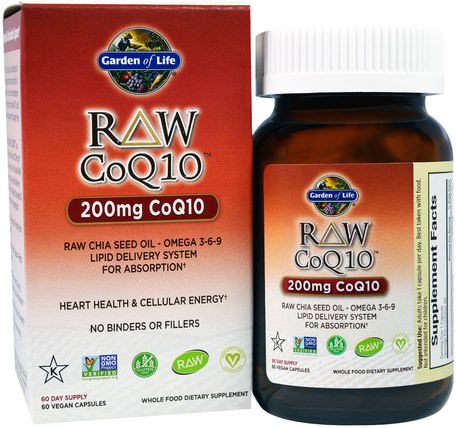 Raw CoQ10, 200 mg, 60 Veggie Caps by Garden of Life-Kosttillskott, Koenzym Q10, Coq10 200 Mg, Coq10