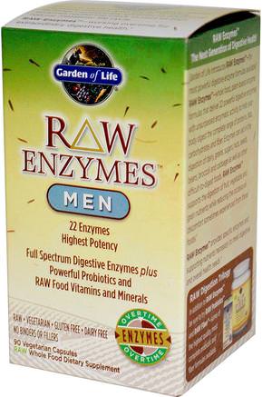RAW Enzymes, Men, 90 Veggie Caps by Garden of Life-Hälsa, Män, Kosttillskott, Enzymer