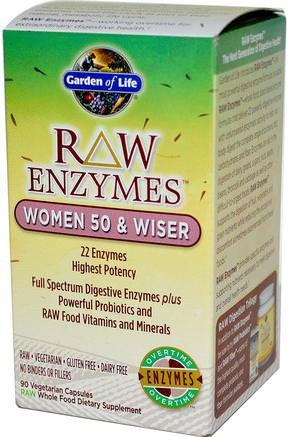 RAW Enzymes, Women 50 & Wiser, 90 Veggie Caps by Garden of Life-Hälsa, Kvinnor, Kosttillskott, Enzymer