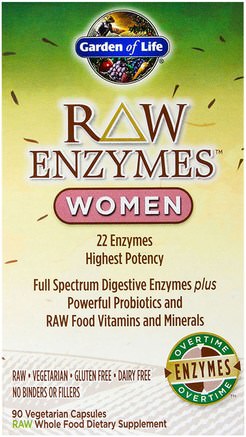 RAW Enzymes, Women, 90 Veggie Caps by Garden of Life-Hälsa, Kvinnor, Kosttillskott, Enzymer