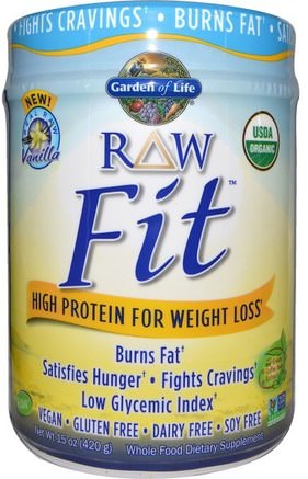 RAW Organic Fit, High Protein for Weight Loss, Vanilla, 15 oz (420 g) by Garden of Life-Hälsa, Kost