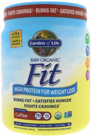 Raw Organic Fit, High Protein for Weight Loss, Coffee, 16 oz (454 g) by Garden of Life-Hälsa, Kost