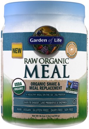 RAW Organic Meal, Organic Shake & Meal Replacement, Lightly Sweet, 16 oz (454 g) by Garden of Life-Kosttillskott, Måltid Ersättning Skakningar