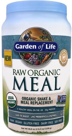 Raw Organic Meal, Organic Shake & Meal Replacement, Lightly Sweet, 36.6 oz (1.038 g) by Garden of Life-Kosttillskott, Måltid Ersättning Skakningar