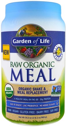 Raw Organic Meal, Shake & Meal Replacement, Vanilla, 34.2 oz (969 g) by Garden of Life-Kosttillskott, Måltid Ersättning Skakningar
