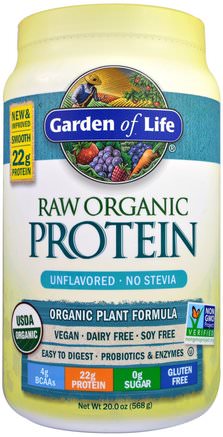 RAW Organic Protein, Organic Plant Formula, Unflavored, 20 oz (568 g) by Garden of Life-Kosttillskott, Protein