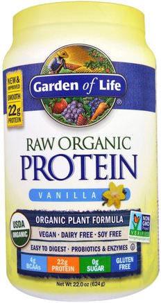 RAW Organic Protein, Organic Plant Formula, Vanilla, 22 oz (624 g) by Garden of Life-Sverige
