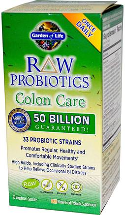 RAW Probiotics, Colon Care, 30 Veggie Caps (Ice) by Garden of Life-Kosttillskott, Probiotika, Detox, Kolon Rensa