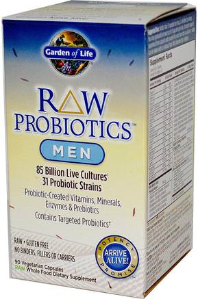 RAW Probiotics, Men, 90 Veggie Caps (Ice) by Garden of Life-Hälsa, Män, Kosttillskott, Probiotika