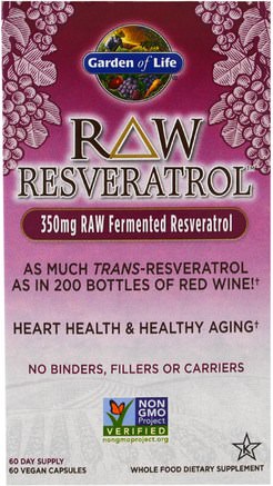 RAW Resveratrol, 350 mg, 60 Veggie Caps by Garden of Life-Kosttillskott, Resveratrol