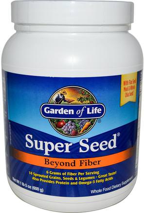 Super Seed, Beyond Fiber, 1 lb 5 oz (600 g) by Garden of Life-Kosttillskott, Efa Omega 3 6 9 (Epa Dha), Chia Frön