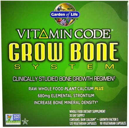Vitamin Code, Grow Bone System, 2 Part Program by Garden of Life-Hälsa, Ben, Osteoporos