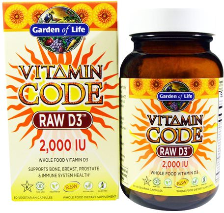 Vitamin Code, Raw D3, 2.000 IU, 60 Vegetarian Capsules by Garden of Life-Vitaminer, Vitamin D3