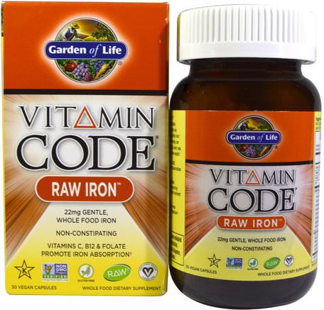 Vitamin Code, RAW Iron, 30 Vegan Caps by Garden of Life-Kosttillskott, Mineraler, Järn
