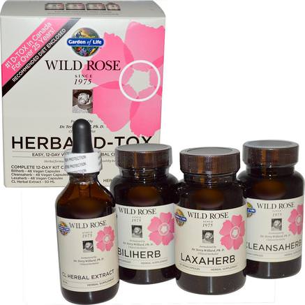 Wild Rose Herbal D-Tox, 12-Day Kit, 4 Piece Kit by Garden of Life-Hälsa, Detox