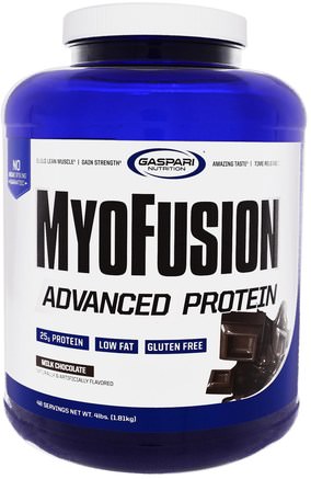 MyoFusion, Advanced Protein, Milk Chocolate, 4 lbs (1.81 kg) by Gaspari Nutrition-Kosttillskott, Protein, Sportprotein, Vassleprotein