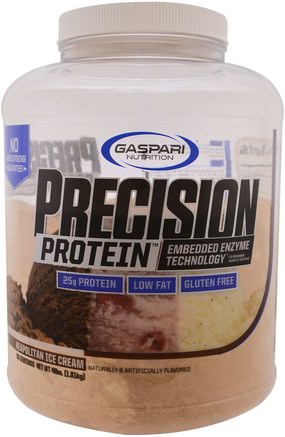 Precision Protein, Neapolitan Ice Cream, 4 lbs (1.81 kg) by Gaspari Nutrition-Kosttillskott, Protein, Sportprotein