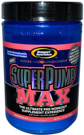 Superpump Max, The Ultimate Pre-Workout Supplement Experience, Watermelon, 1.41 lbs (640 g) by Gaspari Nutrition-Sport, Träning