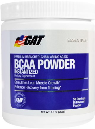 BCAA Powder, Unflavored, 8.8 oz (250 g) by GAT-Kosttillskott, Aminosyror, Bcaa (Förgrenad Kedja Aminosyra), Sport, Muskel