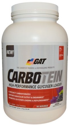 Carbotein, Grape, 50 Servings, 1.75 kg (3.85 lbs) by GAT-Sport, Träning, Sport