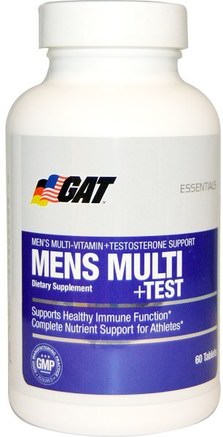 Mens Multi + Test, 60 Tablets by GAT-Vitaminer, Män Multivitaminer, Män, Testosteron