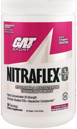 Nitraflex+C, Cotton Candy, 14.8 oz (420 g) by GAT-Sport, Träning