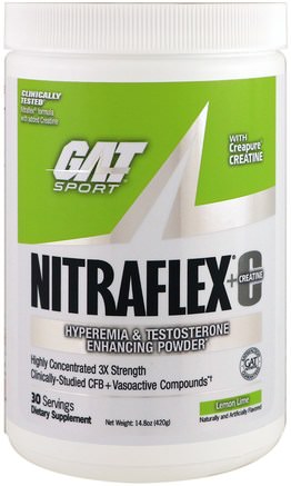 Nitraflex+C, Lemon Lime, 14.8 oz (420 g) by GAT-Sport, Träning