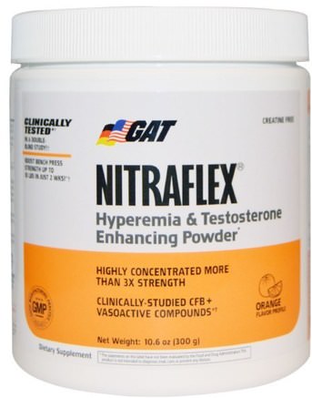 Nitraflex, Orange, 10.6 oz (300 g) by GAT-Sport, Träning, Män, Testosteron