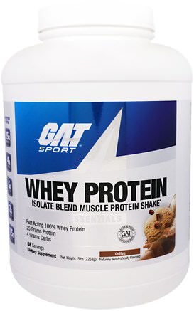 Whey Protein, Isolate Blend Muscle Protein Shake, Essentials, Coffee, 5 lbs (2268 g) by GAT-Kosttillskott, Protein, Muskel