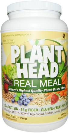 Plant Head, Real Meal, Vanilla, 2.3 lb (1050 g) by Genceutic Naturals-Kosttillskott, Måltid Ersättning Skakningar