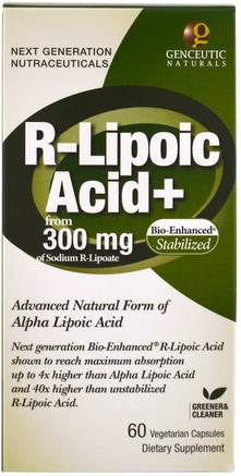 R-Lipoic Acid+, 300 mg, 60 Veggie Caps by Genceutic Naturals-Kosttillskott, Antioxidanter, Alfa Lipoinsyra