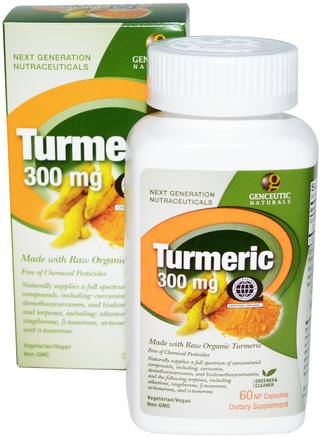 Turmeric, 300 mg, 60 NP Natural Capsules by Genceutic Naturals-Kosttillskott, Antioxidanter, Curcumin