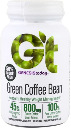 Green Coffee Bean, 90 Veggie Caps by Genesis Today-Viktminskning, Kost, Vikthantering