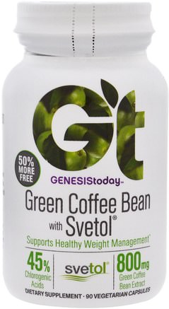 Green Coffee Bean with Svetol, 90 Vegetarian Capsules by Genesis Today-Kosttillskott, Antioxidanter, Gröna Kaffebönaxtrakt, Vikthantering