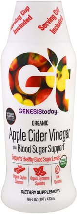 Organic Apple Cider Vinegar Plus Blood Sugar Support, 16 fl oz (473 ml) by Genesis Today-Kosttillskott, Äppelcidervinäger