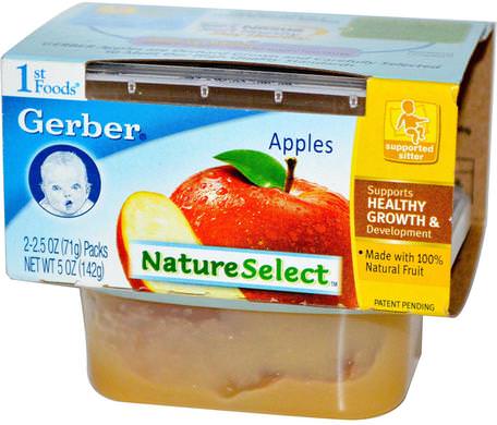 1st Foods, NatureSelect, Apples, 2 Packs, 2.5 oz (71 g) Each by Gerber-Barns Hälsa, Barn Mat, Baby Matning, Mat