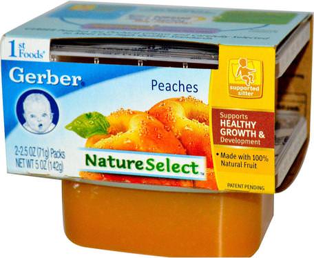 1st Foods, NatureSelect, Peaches, 2 Pack, 2.5 oz (71 g) Each by Gerber-Barns Hälsa, Barn Mat, Baby Matning, Mat