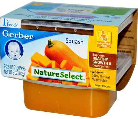 1st Foods, NatureSelect, Squash, 2 Packs, 2.5 oz (71 g) Each by Gerber-Barns Hälsa, Barn Mat, Baby Matning, Mat