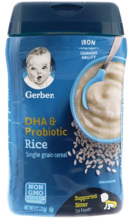 DHA & Probiotic, Rice, Supported Sitter, 8 oz (227 g) by Gerber-Barns Hälsa, Barnmat, Babyfodring, Barnflingor