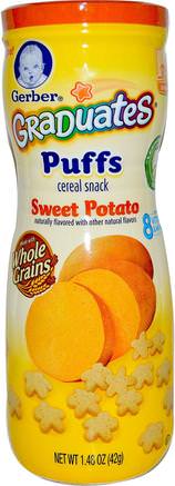 Graduates, Puffs Cereal Snack, Sweet Potato, Crawler, 1.48 oz (42 g) by Gerber-Barns Hälsa, Barnfodring, Akademiker, Puffar