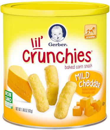 Lil Crunchies, Crawler, Mild Cheddar, 1.48 oz (42 g) by Gerber-Barns Hälsa, Babyfodring, Akademiker, Småbarnsmatcher