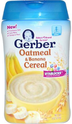 Oatmeal & Banana Cereal, 8 oz (227 g) by Gerber-Barns Hälsa, Barnmat, Babyfodring, Barnflingor