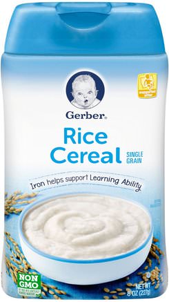 Rice Cereal, Single Grain, 8 oz (227 g) by Gerber-Barns Hälsa, Barnmat, Babyfodring, Barnflingor