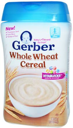 Whole Wheat Cereal, 8 oz (227 g) by Gerber-Barns Hälsa, Barnmat, Babyfodring, Barnflingor
